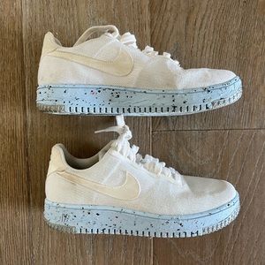 Nike canvas Air Force ones white with recycled sole in light blue size 9